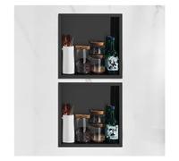 Estante de ducha de acero inoxidable, impermeable, para champú y artículos de tocador, 2 unidades, solución de almacenamiento negra para baño, dormitorio y sala de estar (tamaño: 38,5 x 38,5 cm)