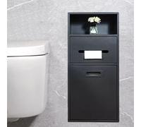 Estante de ducha de acero inoxidable montado en la pared, almacenamiento integrado para papel higiénico, cubo de basura con cubo abatible, ahorra espacio para baños modernos