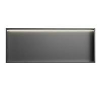 Estante de ducha de acero inoxidable negro con luz LED, no requiere azulejos, organizador de almacenamiento de baño de metal (gris, 92 x 32 x 12,5 cm)