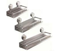 Estante de ducha de aluminio de succión fuerte con barra de toalla y ganchos, soporta hasta 30 libras, ayuda a organizar maquinillas de afeitar, lufas y toallas (50 cm)