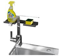 Estante de ducha de aluminio sin taladro, montado en la pared, estante de almacenamiento para espejo de baño, bandeja organizadora de condimentos de cocina con ganchos automáticos, negro o natural (A)