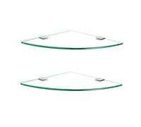 Estante de ducha de cristal - Almacenamiento triangular de vidrio templado con soportes de metal pulido - Elegante solución de baño, 28 cm