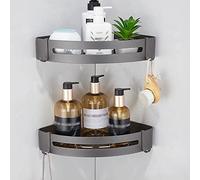 Estante de Ducha de Esquina Estantes de Baño con Carrito Estantes Flotantes Estante de Toallero de Metal de Esquina de Aluminio Gris Plomo Estante de Cocina Duradero a Prueba de Herrumbre/Dou