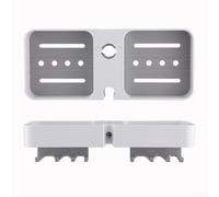 Estante de ducha de gran capacidad, estante de almacenamiento de baño autoadhesivo sin taladro, almacenamiento de doble cara y 8 ganchos (blanco)