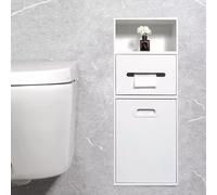 Estante de ducha de pared con almacenamiento integrado para papel higiénico y papelera, ahorra espacio para baños modernos