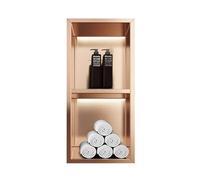 Estante de ducha empotrado de acero inoxidable, armario de pared decorativo de una sola partición para baño, sala de estar, 29 x 70 x 12,5 cm, solución moderna para ahorrar espacio