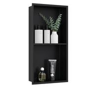 Estante de ducha empotrado de acero inoxidable para almacenamiento de baño, no necesita azulejos, instalación de montaje, disponible en oro y negro, 27.6 x 11 x 4.9 pulgadas