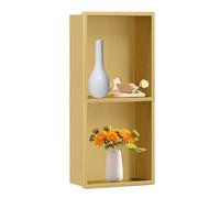 Estante de ducha empotrado, pared de acero inoxidable para almacenamiento de baño, no requiere azulejos, instalación sobre montaje, acabado dorado, 27.6 x 11 x 4.9 pulgadas, diseño moderno