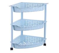 Estante de ducha esquinero EasytoInstall Estante de almacenamiento para baño, triple tamaño grande, diseño en forma de abanico azul, ahorro de espacio, para artículos esenciales de baño y ducha