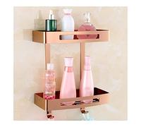 Estante de Ducha para baño, estantes flotantes Caddy, jabonera de Esquina Cuadrada, Organizador de champú para baño, Estante de Drenaje/Oro Rosa de Dos Niveles