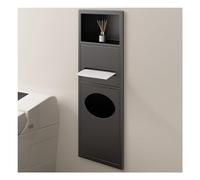 Estante de Ducha Premium Impermeable de Acero Inoxidable con Papelera integrada, Almacenamiento Empotrado para baño Que Ahorra Espacio, 60x28x13,5 cm, Elegante Acabado Negro, Ideal para artí