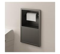 Estante de Ducha Premium Impermeable de Acero Inoxidable con Papelera integrada, Almacenamiento Empotrado para baño Que Ahorra Espacio, 60x28x13,5 cm, Elegante Acabado Negro, Ideal para artí