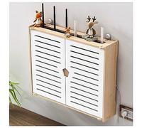 Estante De Enrutador De Caja De Almacenamiento De Enrutador WiFi De Madera, Enrutador De Cable Módem De Diseño De Doble Puerta, Estante Oculto De Gestión De Cable (Color : Blanco, S : 47x10x38cm)