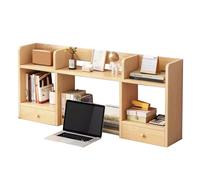 Estante de Escritorio 2 Estantes, Sobremesa Librería Pequeña, Escritorio Madera con Estanteria for la Oficina Casa Estudio Dormitorio(Natural,80X16X52)