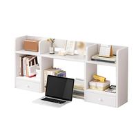 Estante de Escritorio 2 Estantes, Sobremesa Librería Pequeña, Escritorio Madera con Estanteria for la Oficina Casa Estudio Dormitorio(White,100X16X52)