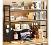 Estante de escritorio 3 estantes, estante ajustable organizador estantería de escritorio para escritorio de la computadora, de madera y metal para la oficina casa estudio dormitorio (A, 70cm)