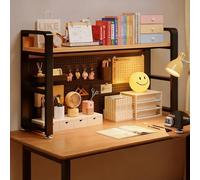 Estante De Escritorio Con Clip Y Tablero Perforado,Tablero Colgante De Metal Magnético For Mesa De Juegos De Dormitorio De Oficina En Casa(Black,27.2x9.8x37.4in)
