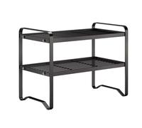 Estante de escritorio de metal con doble soporte HS, estructura resistente para uso en casa, oficina y dormitorio (negro, 50 x 21 x 36 cm) - Ahorro de ideas y