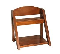 Estante de escritorio estético retro, estante de almacenamiento de madera ajustable de 2 capas para oficina, libros, plantas y cosméticos, elegante estantería de encimera para decoración del hogar