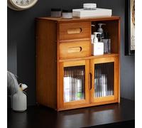 Estante de escritorio independiente con cajones, aparador de despensa pequeño, puerta abierta, estantes de almacenamiento para dormitorio y oficina, estante de exhibición que ahorra espacio