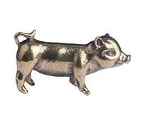 Estante de escritorio o latón para decoración del hogar, figura de cerdo del zodiaco, metal de astrología china para adorno (3,3 x 1,7 cm, acabado de cobre puro)