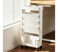 Estante de Escritorio Rodante, Carrito Movible para Revistas,Gris | Gran capacidad, con estantes de plástico removibles y ruedas con cerradura, para sala de estar, dormitorio, oficina, escuela