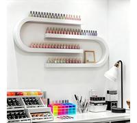 Estante De Esmalte De Uñas Para Pared, Organizador De Esmalte De Uñas, Estante De Metal, Estante Montado En La Pared, Estante De Exhibición De Ajustes De Uñas, Estante D(Size:2-piece set,Color:Blanco)