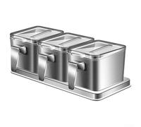 Estante de especias de acero inoxidable de 3 matriz que soporta la agrupación estructurada de especias de cocina cotidianas y especiales (tres -)