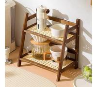 Estante de especias for mesa cocina, almacenamiento tazas 2 niveles for el hogar, gabinete for café, estante asfalto, estantería Simple con soporte for flores bambú