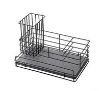 Estante de esponja para platos, 1 paquete de soporte de esponja para fregadero de cocina con bandeja de piedra de diatomita, estante organizador de acero al carbono para tapón de cepillo de jabón de