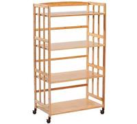 Estante de esquina ajustable en altura con ruedas de bambú para reproductores de TV/DVD, soporte de almacenamiento para cajas de cables, 2 niveles