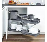 Estante de esquina extraíble de 2 niveles gris de 36 pulgadas, almacenamiento giratorio para armarios y armarios, maximiza el espacio con una solución de nización eficiente