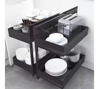 Estante de esquina giratorio para cocina, estante de esquina extraíble con función de cierre suave, se adapta a armarios de base ciega, perfecto para maximizar el espacio y la eficiencia de