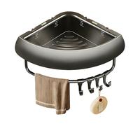 Estante de Esquina para Baño - Soporte Triangular Antioxidante sin Taladro con Ganchos | Organizador de Estante para Baño | Para Casa Bañera Residencia Pared Toallas Jabón Encimera De Baldosa