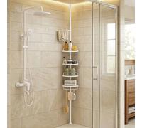 Estante de Esquina para Ducha, Estante de Baño de 4 Niveles, Organizador Ajustable de 85 a 305 cm, Estantes para Baño