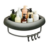 Estante de esquina para ducha - Estantería triangular antioxidante sin perforación Palabra clave principal con ganchos Organizador de baño Duradero | Conveniente accesorio de baño para toallas para sh