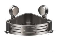 Estante de esquina para ducha para almacenamiento de baño con soporte de ventosa, organizador de pared para champú, jabón, toallas y maquinillas de afeitar con agujeros de drenaje (sin varilla)