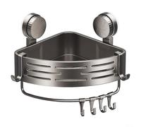 Estante de esquina para ducha para almacenamiento de baño con soporte de ventosa, organizador de pared para champú, jabón, toallas y maquinillas de afeitar con agujeros de drenaje (con varilla)