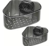 Estante de esquina para fregadero para esponjas y herramientas de limpieza con estructura hueca que garantiza un flujo continuo de agua lejos de los artículos almacenados después de su uso (negro)