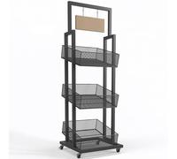 Estante de exhibición ajustable con ruedas, organizador de aperitivos y frutas de 3 niveles para almacenamiento de alimentos en eventos, vendedores y salas de exposición