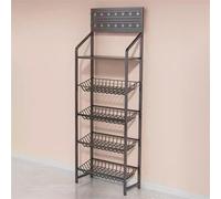 Estante de exhibición ajustable de 5 niveles para supermercados y despensa del hogar, soporte para bolsas de patatas fritas de gran capacidad con almohadilla ajustable para los pies (negro)