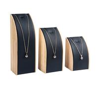 Estante De Exhibición Collares Madera Resistente Contemporáneo 3 Piezas Soportes Curvos Para Organización Presentación Joyería Elegante Conjunto Organizadores Joyería