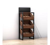 Estante de exhibición comercial de 3 niveles para frutas y veterinarios - Soporte de madera para mercados y cocinas - Soporte para productos al por menor blanco, ideal para exhibición de productos