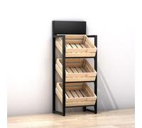 Estante de exhibición comercial de 3 niveles para frutas y veterinarios, soporte de madera para mercados, cocinas y productos minoristas, soporte blanco