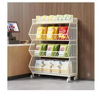 Estante de exhibición con ruedas para almacenamiento en tiendas, carrito de cocina, soporte de concesión, despensa del hogar