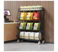 Estante de exhibición con ruedas para almacenamiento en tiendas, carrito de cocina, soporte de concesión, despensa del hogar