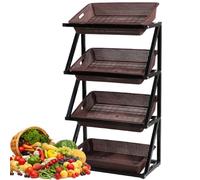 Estante de exhibición de 4 niveles, estante de mercado duradero para almacenamiento de frutas, verduras y aperitivos, organizador que ahorra espacio para tiendas y hogares