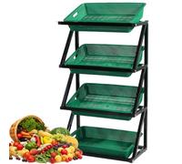 Estante de exhibición de 4 niveles, estante de mercado duradero para almacenamiento de frutas, verduras y aperitivos, organizador que ahorra espacio para tiendas y hogares