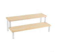 Estante de exhibición de acrílico escalonado con marco de madera, soporte de escalera para aperitivos, cupcakes, postres, fiesta, organizador de alimentos, 20-50 cm (2 capas de 20 cm)