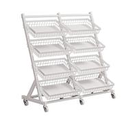 Estante de exhibición de aperitivos, carrito de metal para frutas y verduras, organizador de cesta extraíble para almacenamiento de cocina